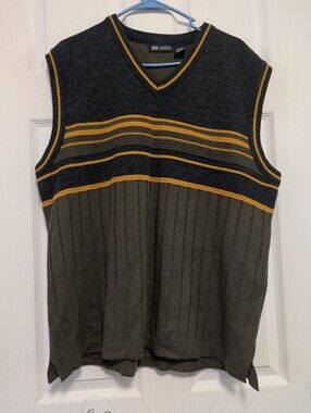 Faded Glory Charcoal, Olive & Mustard V-Neck Sweater Vest Men's Size  XL